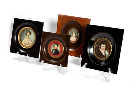 Lotto composto da quattro miniature, secolo XIX