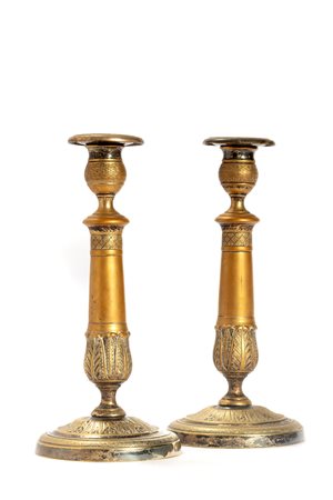 Coppia di candelieri in bronzo, secolo XIX