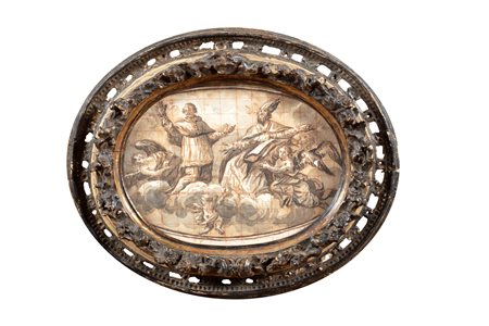 Scuola dell'Italia settentrionale, secolo XVIII - Due Santi in gloria con angeli