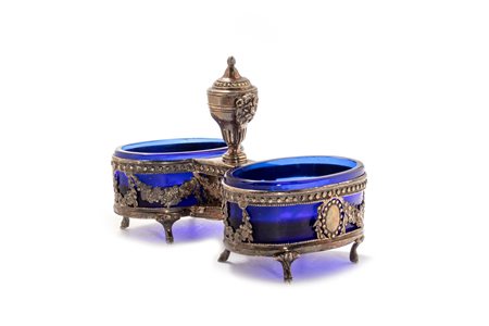 Saliera doppia in argento, Francia secolo XIX