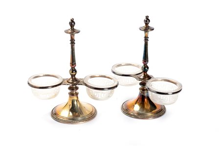 Coppia di saliere in argento, secolo XIX