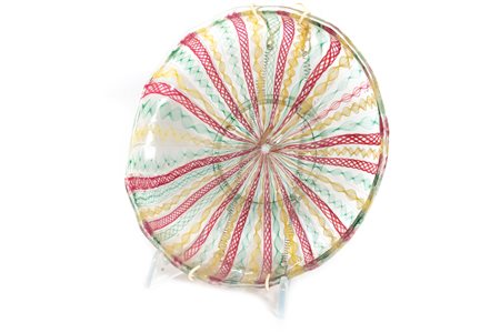 Piatto in vetro a reticello, Murano secolo XX