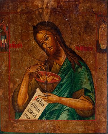 Antica icona russa raffigurante San Giovanni Battista
