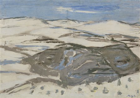 MENZIO FRANCESCO (1899 - 1979) - Paesaggio delle Langhe con neve.