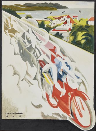 VENNA LUCIO (1897 - 1974) - Motocicletta in movimento.