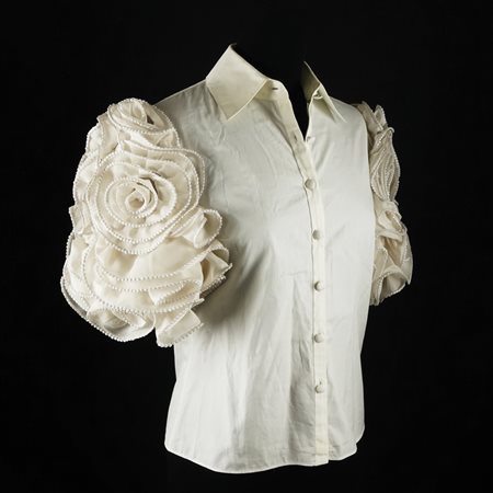 Valentino camicia cotone bianco e paillettes. Collezione primavera/estate...