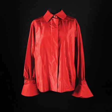 Christian Dior camicia di taffetà rosso