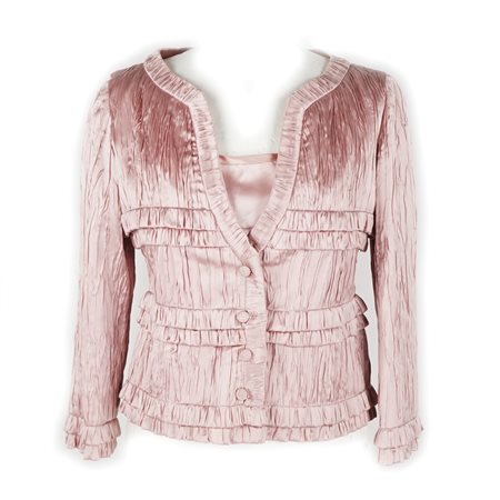 Valentino giacca e top in seta rosa antico goffrata, tg. 8