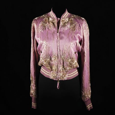 Jean Paul Gaultier blouson in misto acetato rosa interamente arricchito da...