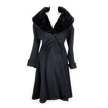 Christian Dior cappotto avvitato in misto lana e cashmere blu con ampio collo...