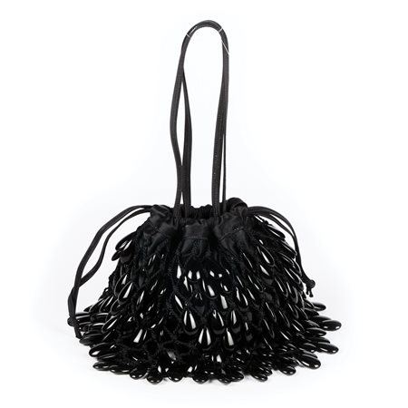 Renaud Pellegrino borsetta a secchiello in raso nero con pendenti a goccia in...