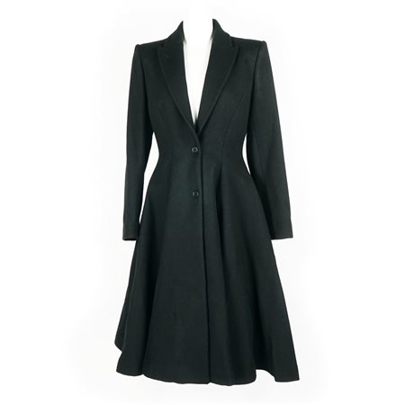 Alexander McQueen cappotto avvitato in misto lana nera, tg. 42