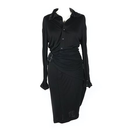 Thierry Mugler abito a collo alto in maglina misto lana nera a collo alto,...