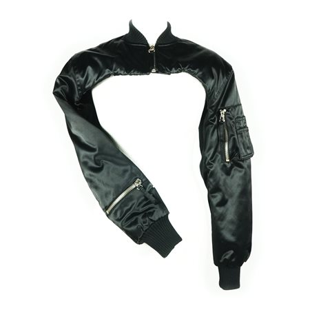 Jean Paul Gaultier coprispalle imbottito di tessuto nero con zip, tg. I 40