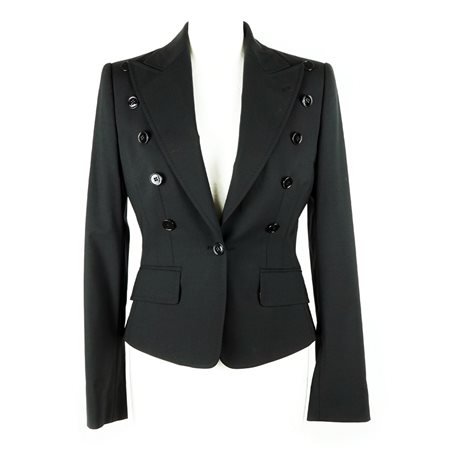 Dolce&Gabbana giacca in tessuto nero con fodera in raso a stampa animalier