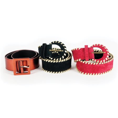 Yves Saint Laurent tre cinture: due in suede bordate in pelle dorata; una in...