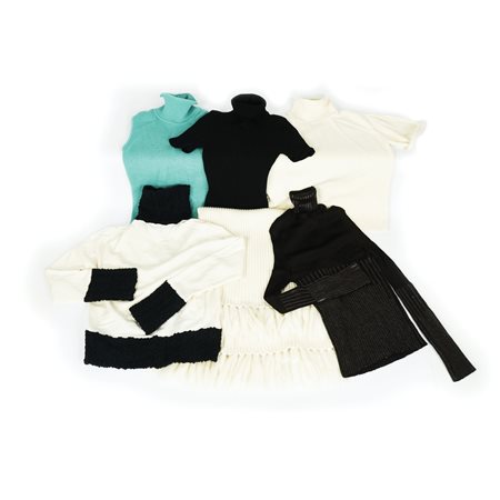 Christian Dior cinque maglie di materiali e colori diversi UNITE a un collo,...