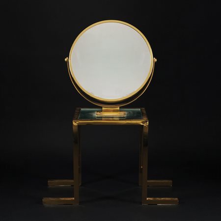 Specchio da tavolo di forma circolare girevole con montatura in metallo...