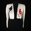 Yves Saint Laurent Paris bolero di paillettes bianche ornato da due uccelli...