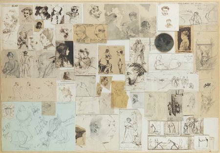 MARCO CALDERINI<BR>Torino 1850 - 1941<BR>"Composizione di vari schizzi"