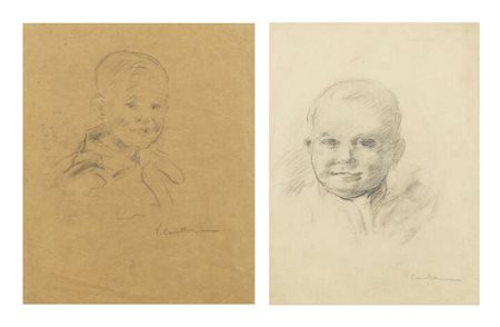 VITTORIO CAVALLERI<BR>Torino 1860 - 1938<BR>a. "Ritratto di bimbo"<BR>b. "Ritratto di bambino"