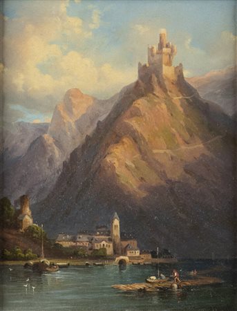 GAMBA FRANCESCO (attribuito)<BR>Torino 1818 - 1887<BR>"Paesaggio piemontese"