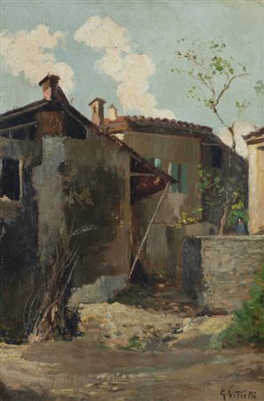 GIULIO ROMANO VERCELLI<BR>Marcorengo (TO) 1871 - 1951 Torino<BR>"Vecchio borgo"