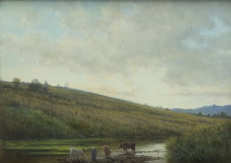 GIOVANNI PISANO<BR>Sevi (NU) 1875 - 1964 Torino<BR>"Dopo il pascolo"