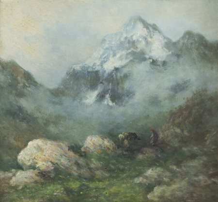 PIETRO PIACENZA<BR>Racconigi (CN) 1879 - 1964<BR>"Pascolo in alta montagna"
