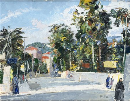 VITTORIO PETRELLA DA BOLOGNA<BR>Bologna 1886 - 1951 Luserna San Giovanni (TO)<BR>"Paesaggio con figure"