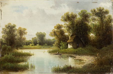PITTORE NON IDENTIFICATO<BR>"Sur le bord de la Varenne" 1860 ca