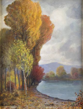 GIOVANNI ROVERO<BR>Mongardino (AT) 1885 - 1971 Noli (SV)<BR>"Sulla riva del lago"