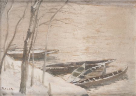 ADOLFO ROLLA<BR>Buenos Aires (Argentina) 1899 - 1967 Torino<BR>"Tramonto d'inverno sul Po"