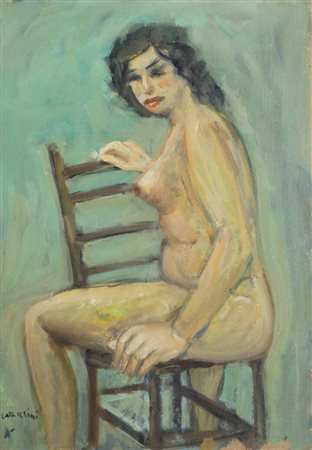 ALFREDO CATARSINI<BR>Viareggio (LU) 1899 - 1993<BR>"Donna nuda sulla sedia"
