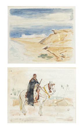 MASSIMO QUAGLINO<BR>Refrancore (AT) 1899 - 1982 Torino<BR>a. "Spahis" Tripoli 1937 <BR>b. "Incontro con l'Africa" 1936