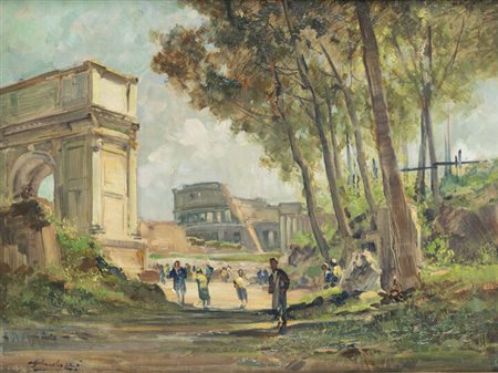 CESARE GHEDUZZI<BR>Crespellano (BO) 1894 - 1944 Torino<BR>"Arco di Tito e Colosseo"