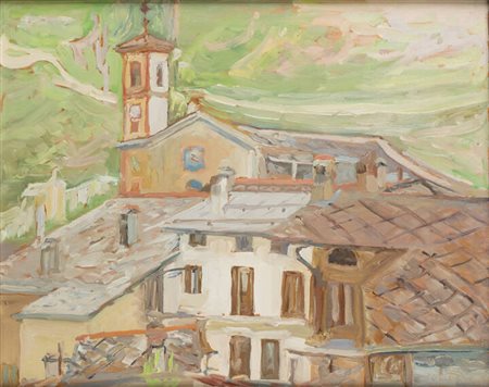 AMEDEO BOSCHETTI<BR>Vigone (TO) 1898 - 1979<BR>"Pragelato" 1966