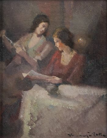 VENANZIO ZOLLA<BR>Colchester (Regno Unito) 1880 - 1961 Torino<BR>"Le amiche" anni '20/'30