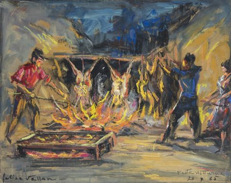 FELICE VELLAN<BR>Torino 1889 - 1976<BR>"Festa notturna" 20/9/1965