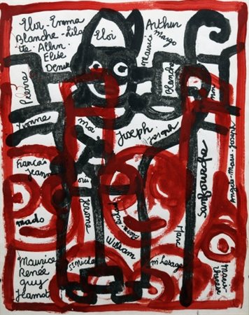 JEAN SANFOURCHE (1929 - 2010) Senza titolo, anni 70 Tecnica mista su carta...