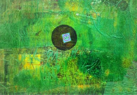 SERGIO DANGELO (1932) L'infinito , anni 70 Tempera e collage su tavola, cm....