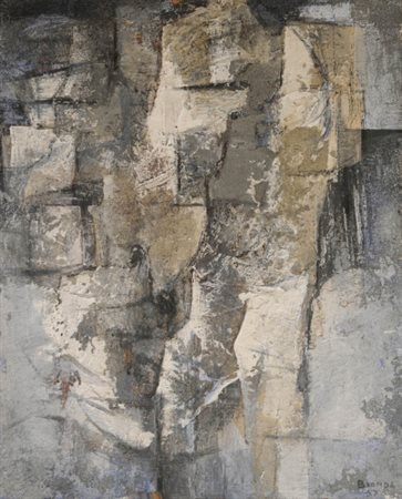 MARIO BIONDA (1913 - 1985) Immagine fondo azzurro , 1957 Olio e gesso su...