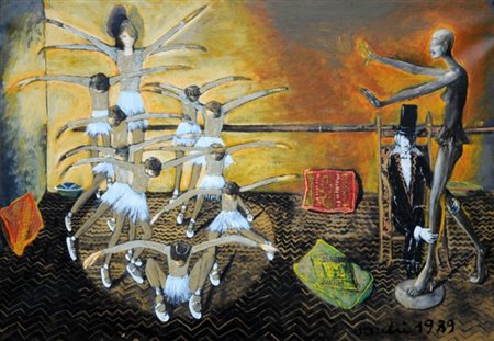 SERGIO VACCHI (1925) Senza titolo, 1989 Olio su tela, cm. 70 x 100 Firmato e...