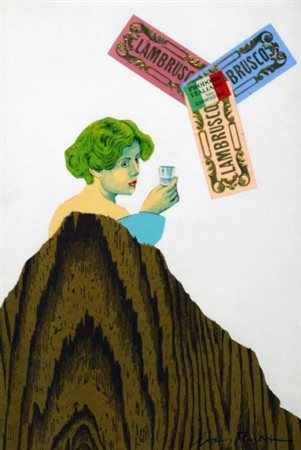 ENRICO BAJ (1924 - 2003) Senza titolo, 1964/65 Collage su cartoncino, cm. 31...