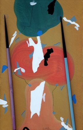 SERGIO DANGELO (1932) Nuages utiles Acrilico e collage su tela, cm. 70 x 45...