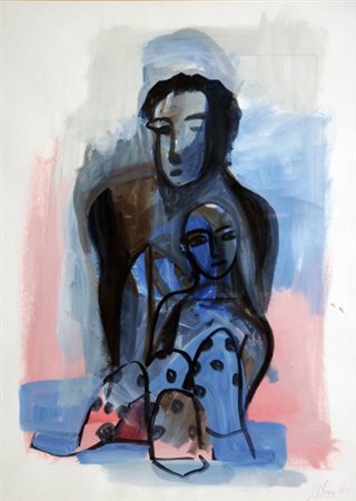 SANDRO CHIA (1946) Senza titolo, 1992 Tecnica mista su carta, cm. 74 x 54...