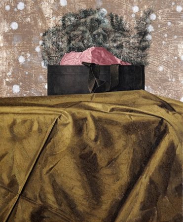 FUJIO NISHIDA (1950) Veduta lontana , 1992 Olio e sabbia su tela, cm. 61 x 50...