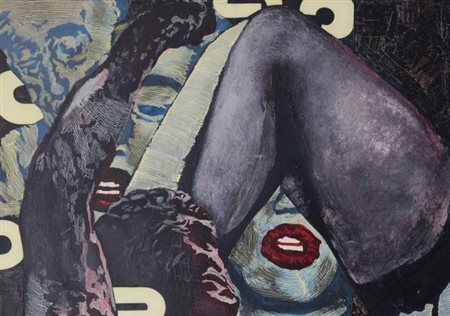 PLINIO MESCIULAM (1926) La nuova Babilonia , 1965 Olio su tela, cm. 70 x 100...