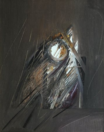 PIERO RUGGERI (1930 - 2009) Figura marrone Olio su tela, cm. 50 x 40 Firmato...