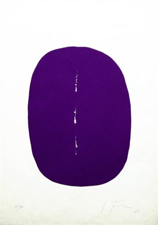 LUCIO FONTANA (1899 - 1968) Concetto spaziale , 1965 Serigrafia su carta con...